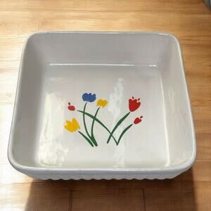 Vintage Cottagecore Floral Ceramic Casserole Dish 5.5” Baking Dish Farmhouse